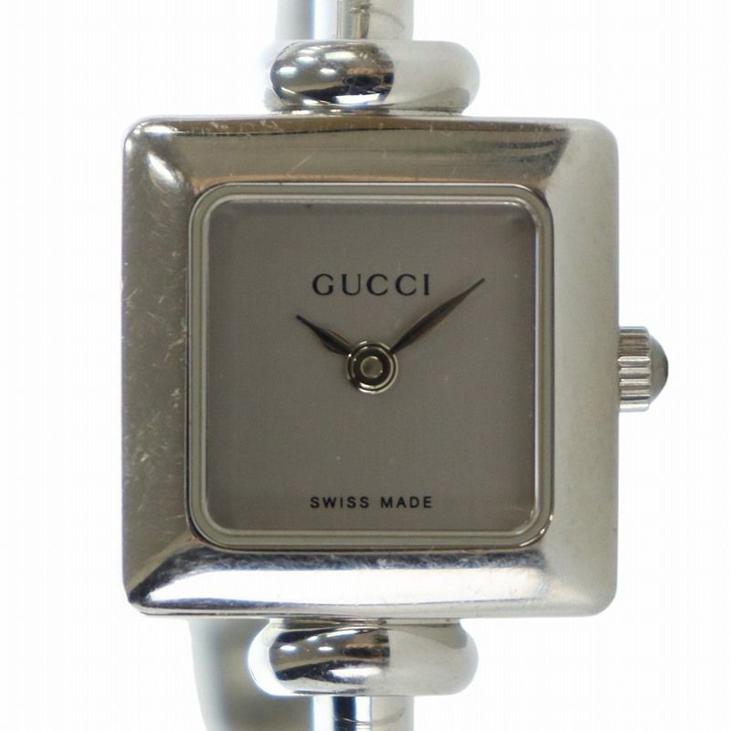 グッチ GUCCI バングルウォッチ 腕時計 スクエア クォーツ ロゴ