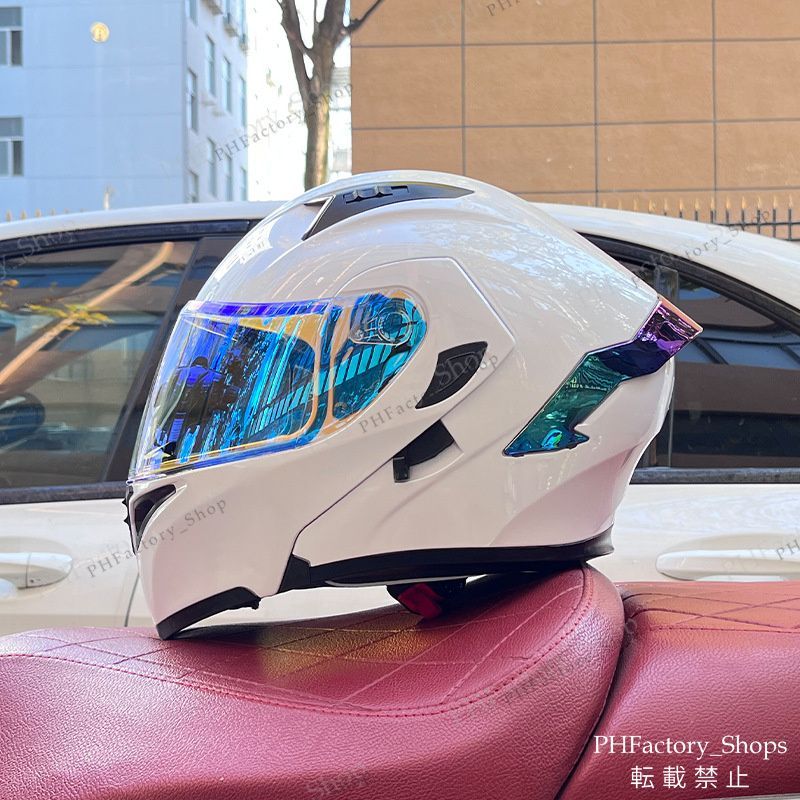フルフェイスヘルメット バイク ヘルメット DOT承認 バイクヘルメット 通気性 耐久性 安全性 シールド色選択 男女兼用 バイク用 ライトホワイト
