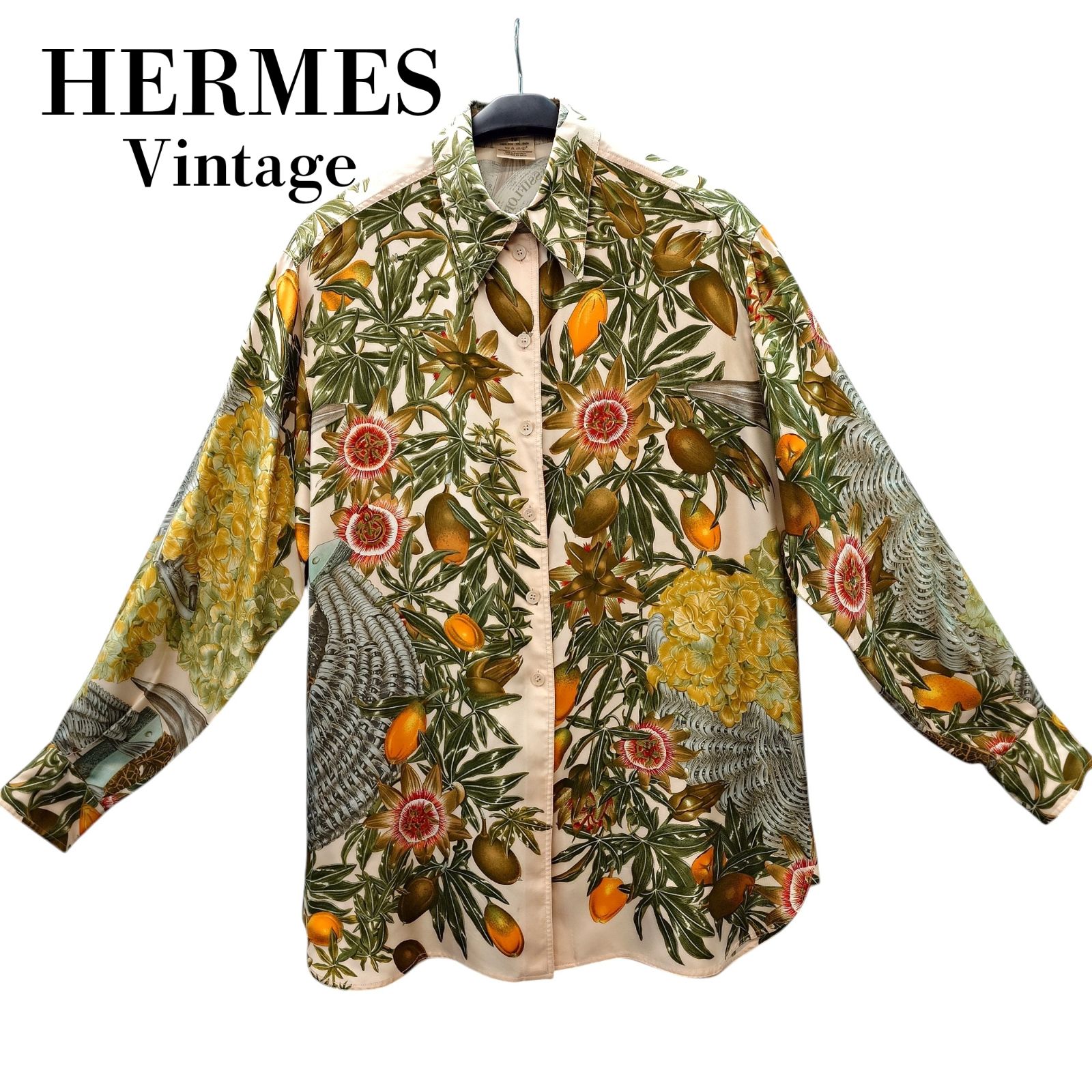 希少☆】HERMES エルメス Vintage ブラウス シャツ フルーツ フラワー 