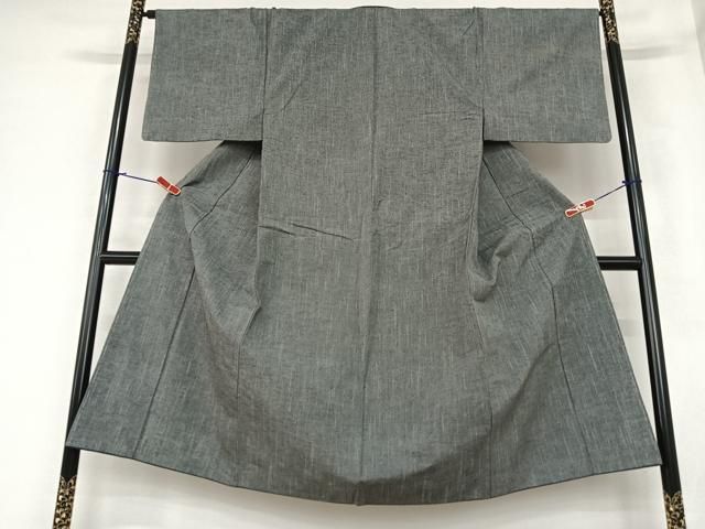 平和屋着物●男性 紬 素鼠色 正絹 AABA0364zg