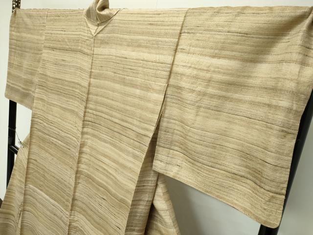 平和屋本店■極上　インド・アッサム　野蚕糸　手織　ムガシルク　横段文　反端付き　逸品　未使用　CZAA3954s5 平和屋本店□極上 インド・アッサム 野蚕糸 手織 ムガシルク 横段文 反