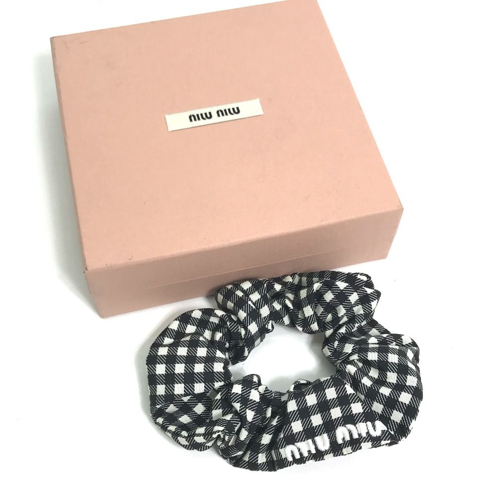 関税・送料込み★MIU MIU★チェックコットンシュシュ MIUMIU ミュウミュウ シュシュ チェック ロゴ ナイロン - メルカリ