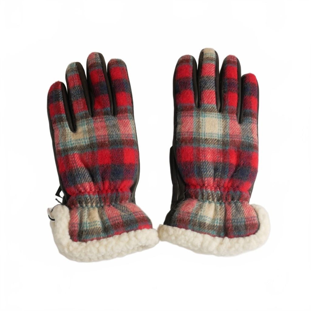 ディースクエアード DSQUARED2 23AW GLOVES LANA CHECK ムートンレザーグローブ 革手袋 8 レッド|ブラック 黒 赤 S82GL0016 正規