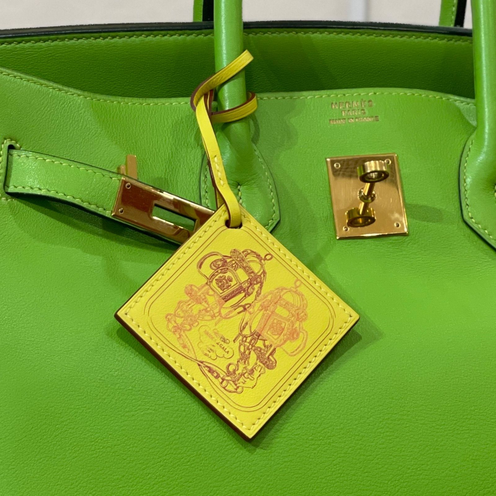 エルメス カレ ナノ チャーム BRIDES de GALA ライム バッグチャーム