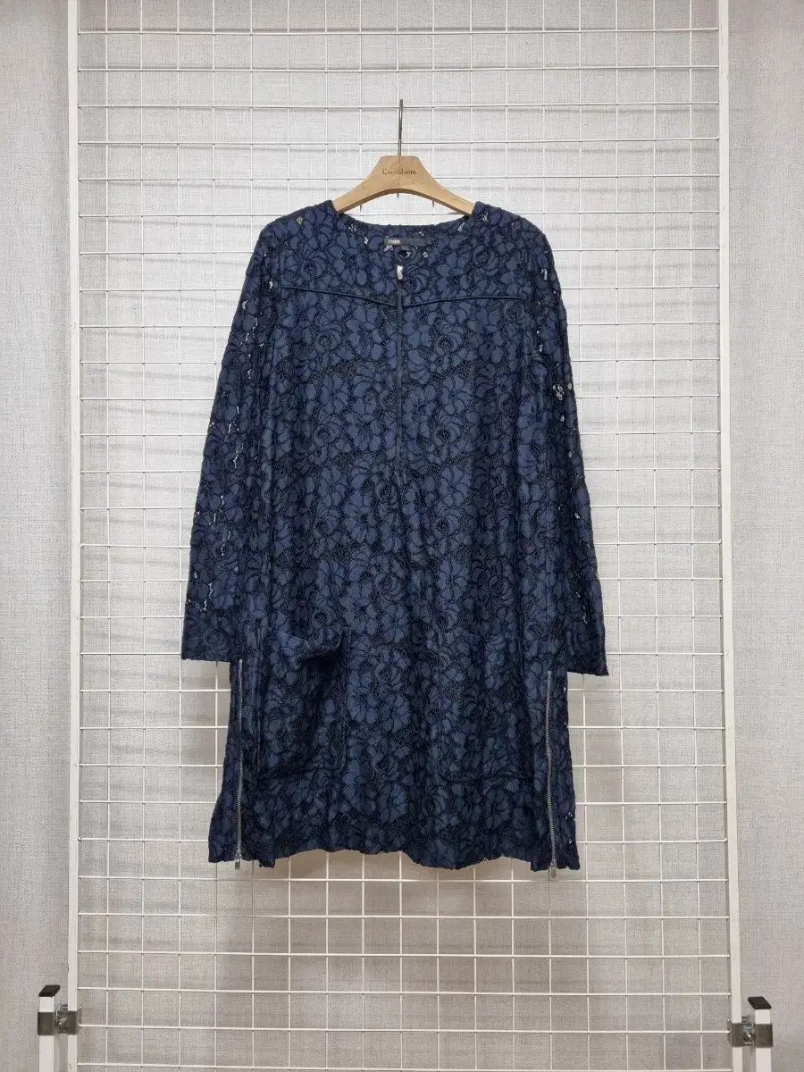 maje マージュ レース ワンピース ネイビー