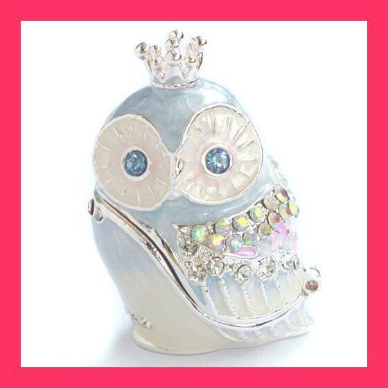 クラウンフクロウ (スノーラベンダー) クリスタルジュエリーボックス