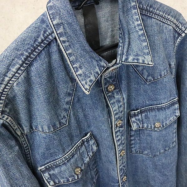 クロムハーツ　デニムシャツ　クロスボタン 銀座店 クロムハーツ デニム ウエスタンシャツ クロスパッチ クロス