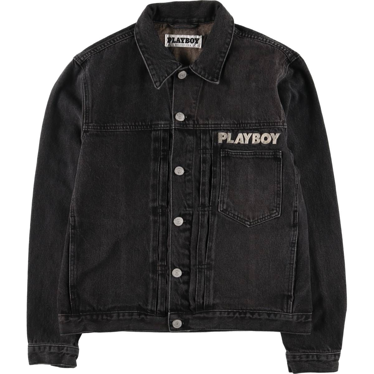 古着 PACSUN PLAYBOY プレイボーイ バックロゴ ブラックデニム 