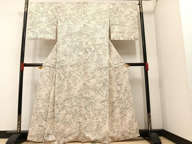 平和屋着物○上質な小紋 絞り 草木文 金彩 正絹 逸品 AAAZ0521ph