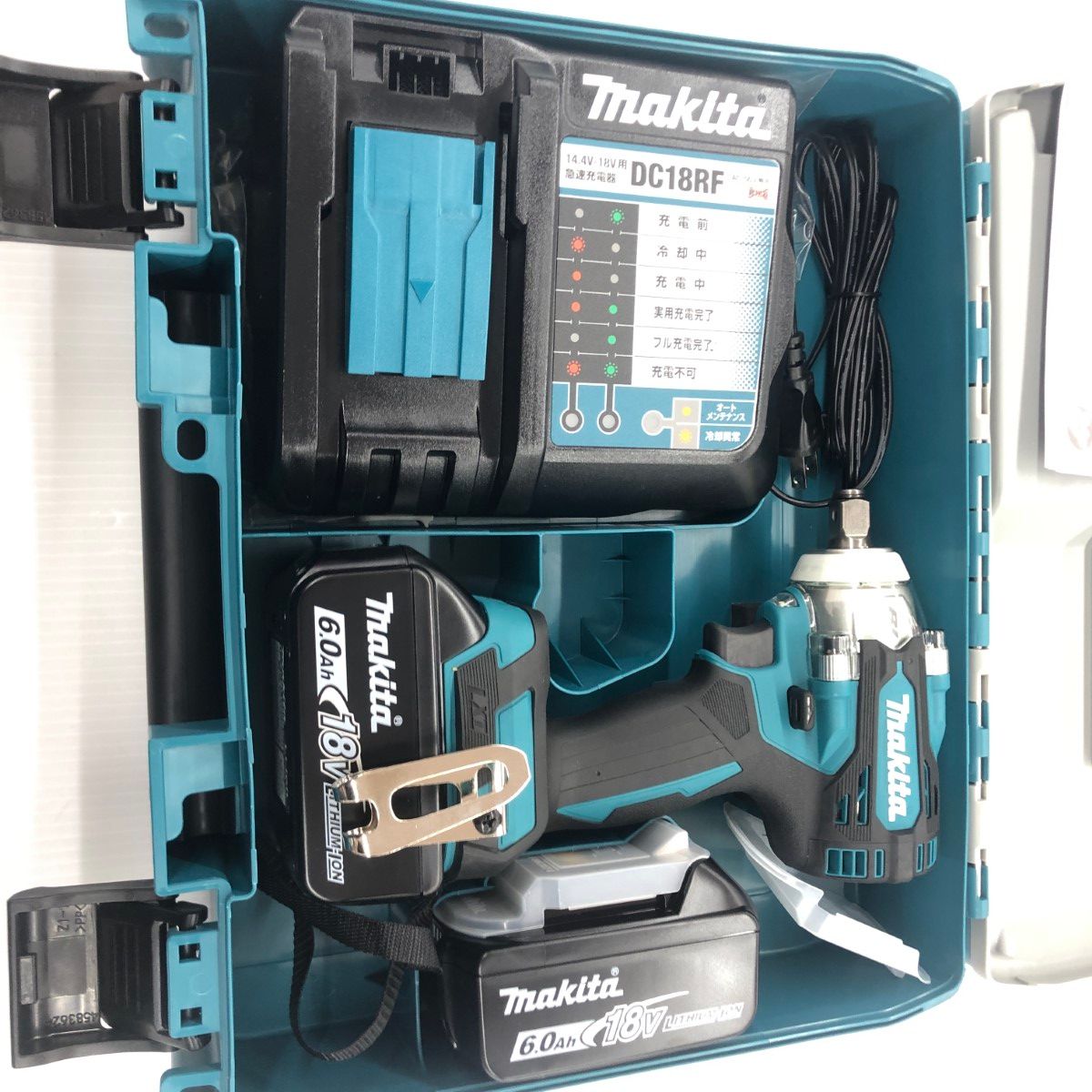 ДД MAKITA マキタ インパクトレンチ S 充電器 充電池2個 ケース付 コードレス式 18v 359277Y TW300DRGX ブルー