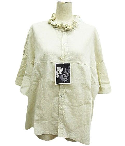 haddow ハドゥ 麻混 シャツ ブラウス アイボリー系 サイズ3 バスコ L700-0429-7