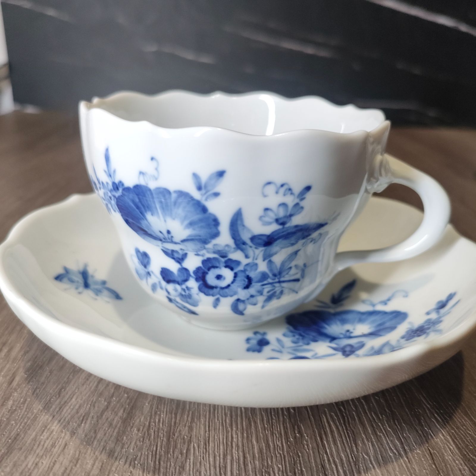⑨-2【美品】 Meissen マイセン ブルーフラワー 蝶 青い花 ブルー 