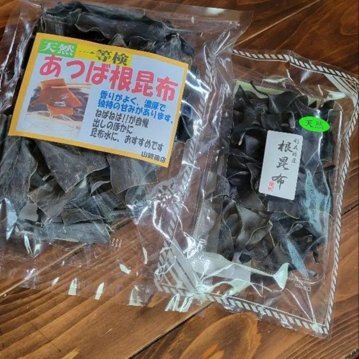 北海道釧路産一等検 天然 厚葉根昆布200g袋&利尻特産根昆布100g袋