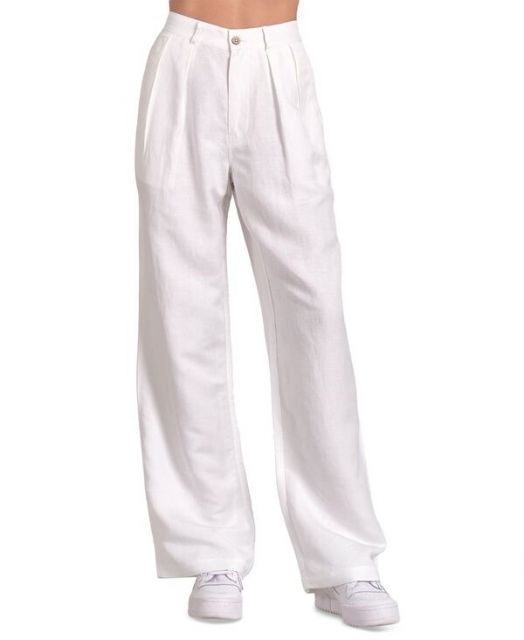 【送料無料】 エラン レディース カジュアルパンツ ボトムス Women's Pleat-Front Wide-Leg Pants White
