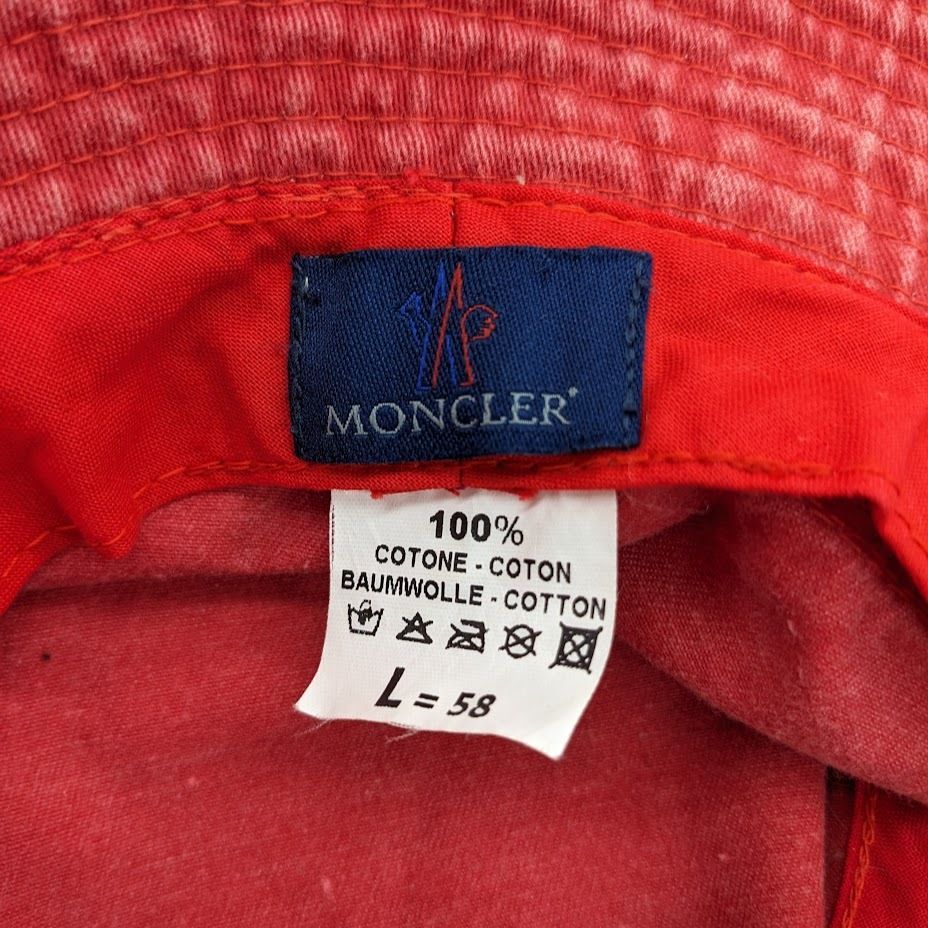 モンクレール バケットハット サイズL MONCLER モンクレール 青タグ コットン バケットハット レッド