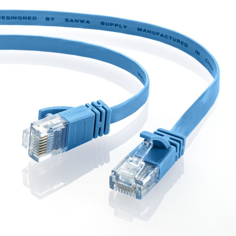 （まとめ買い）サンワサプライ カテゴリ6AフラットLANケーブル ブルー 7m KB-FL6A-07BL 【×3セット】