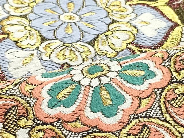 【美品】 六通柄袋帯　雪輪文様　金糸　振袖　黒留袖　色留袖　訪問着　パーティー 5114］袋帯 草花雪輪文様 金銀糸 六通 正絹 着物 フォーマル 黒