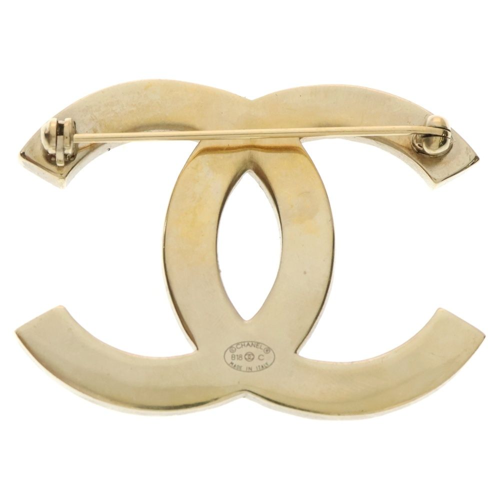 CHANEL シャネル ココマーク ラインストーン ブローチ バッジ ゴールド GP B 18 C