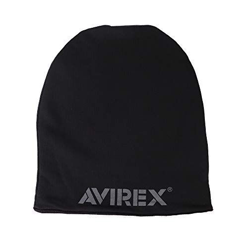 AVIREX ニットキャップ ニット帽 帽子 メンズ レディース スウェットキャップ NEK ルーズ キャップ ブランド アビレックス リバーシブル AX REVERSIBLE SWEAT CAP 7990254 80716900 (80-ブラック)