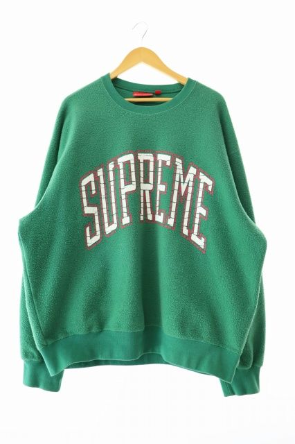 シュプリーム SUPREME 23AW Inside Out Crewneck インサイドアウト ロゴ クルーネック スウェット トレーナー L 緑 グリーン ブランド古着ベクトル AA 250427
