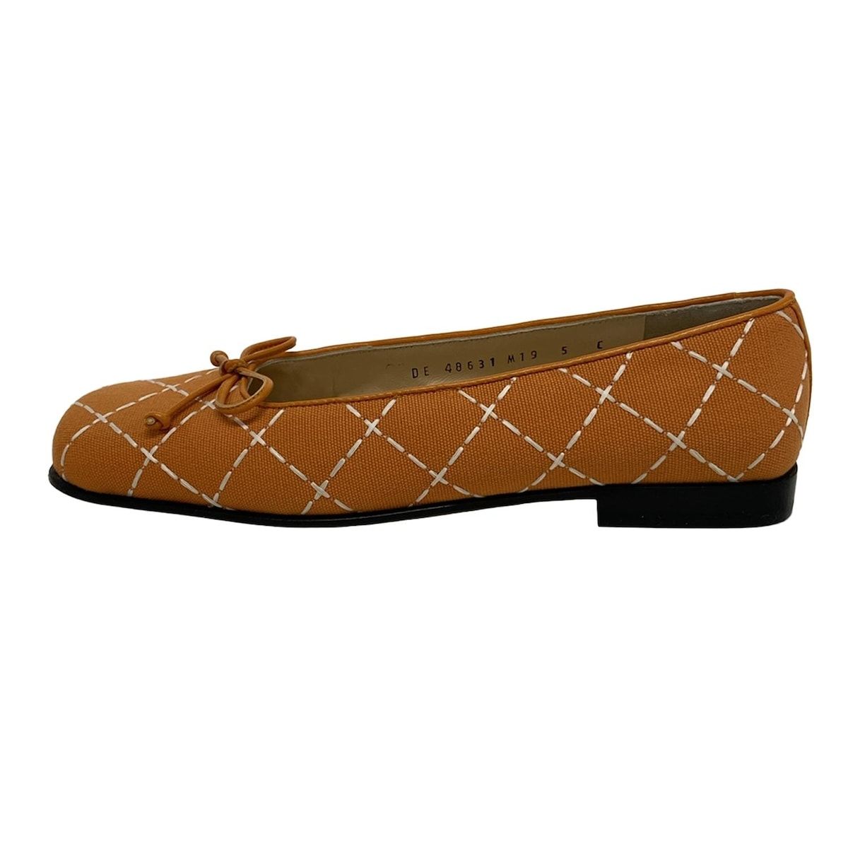 FERRAGAMO|SalvatoreFerragamo サルバトーレフェラガモ パンプス 5 C レディース - オレンジ×白 リボン|チェック柄 レザー