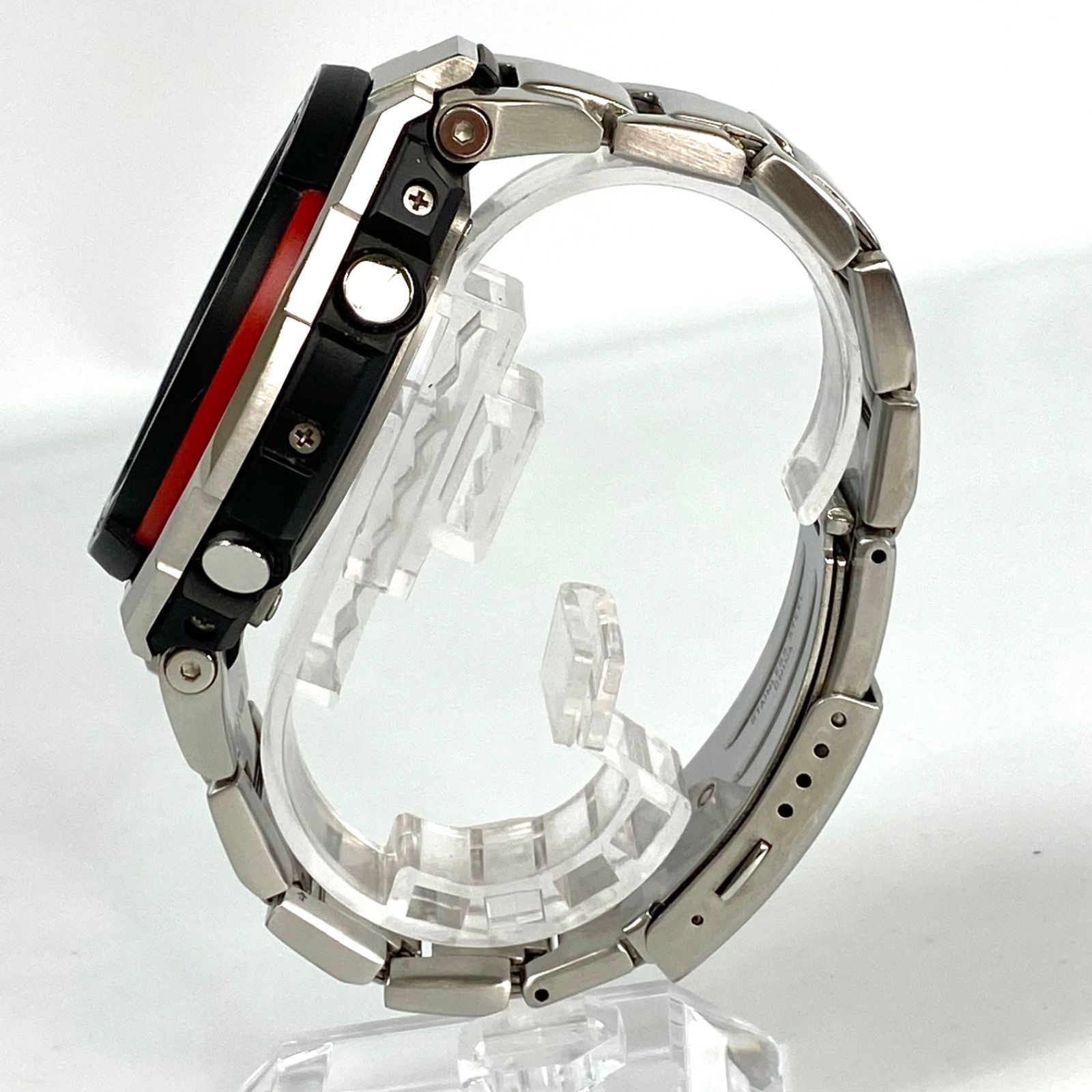 【稼働】CASIO G-SHOCK 腕時計 GST-W100D レッド 売切 G-STEEL 黒/赤 GST-W100D-1A4JF 電波 (46