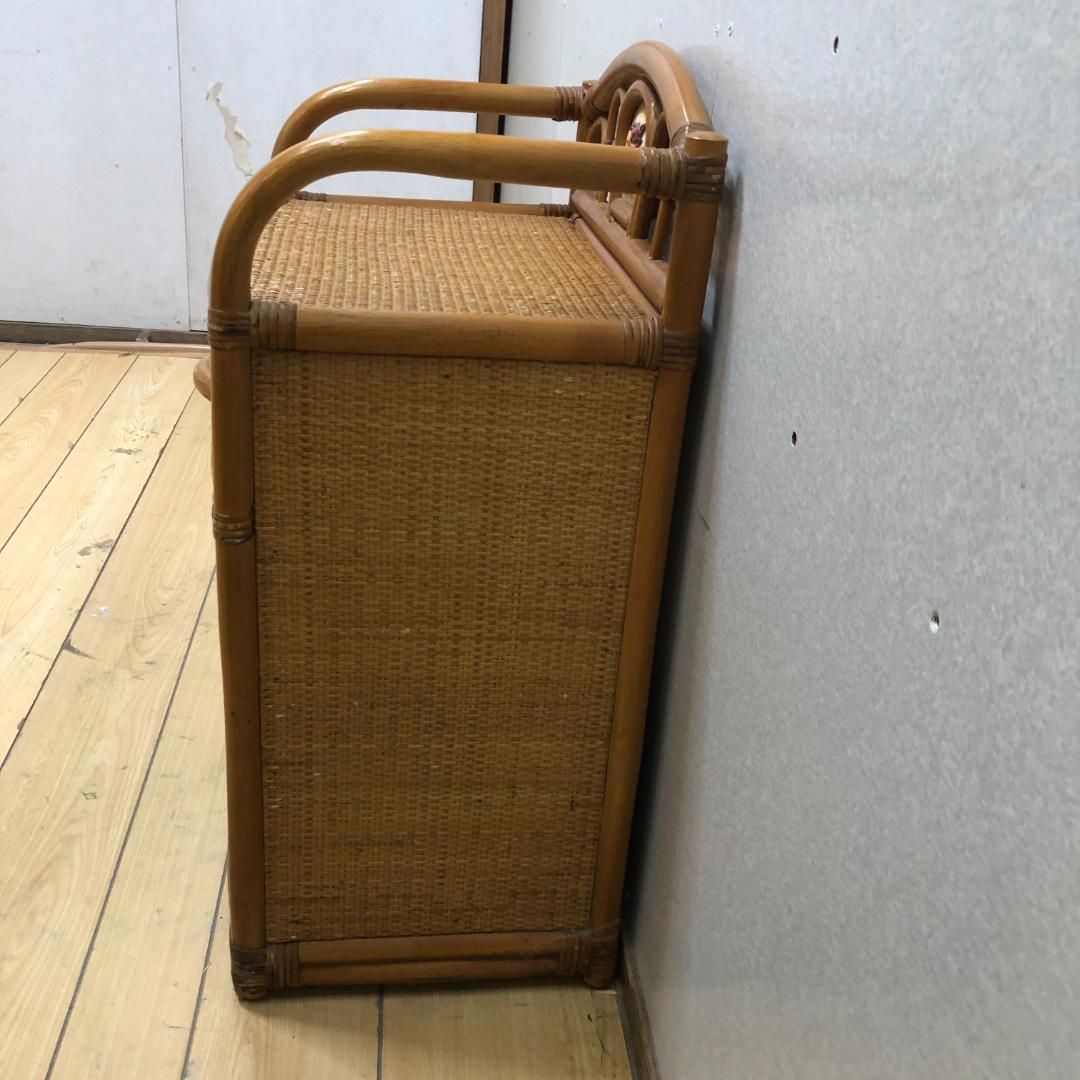 ラタン 籐製 チェスト 5段 収納棚 タンス レトロ家具 花柄 飾り棚 玄関