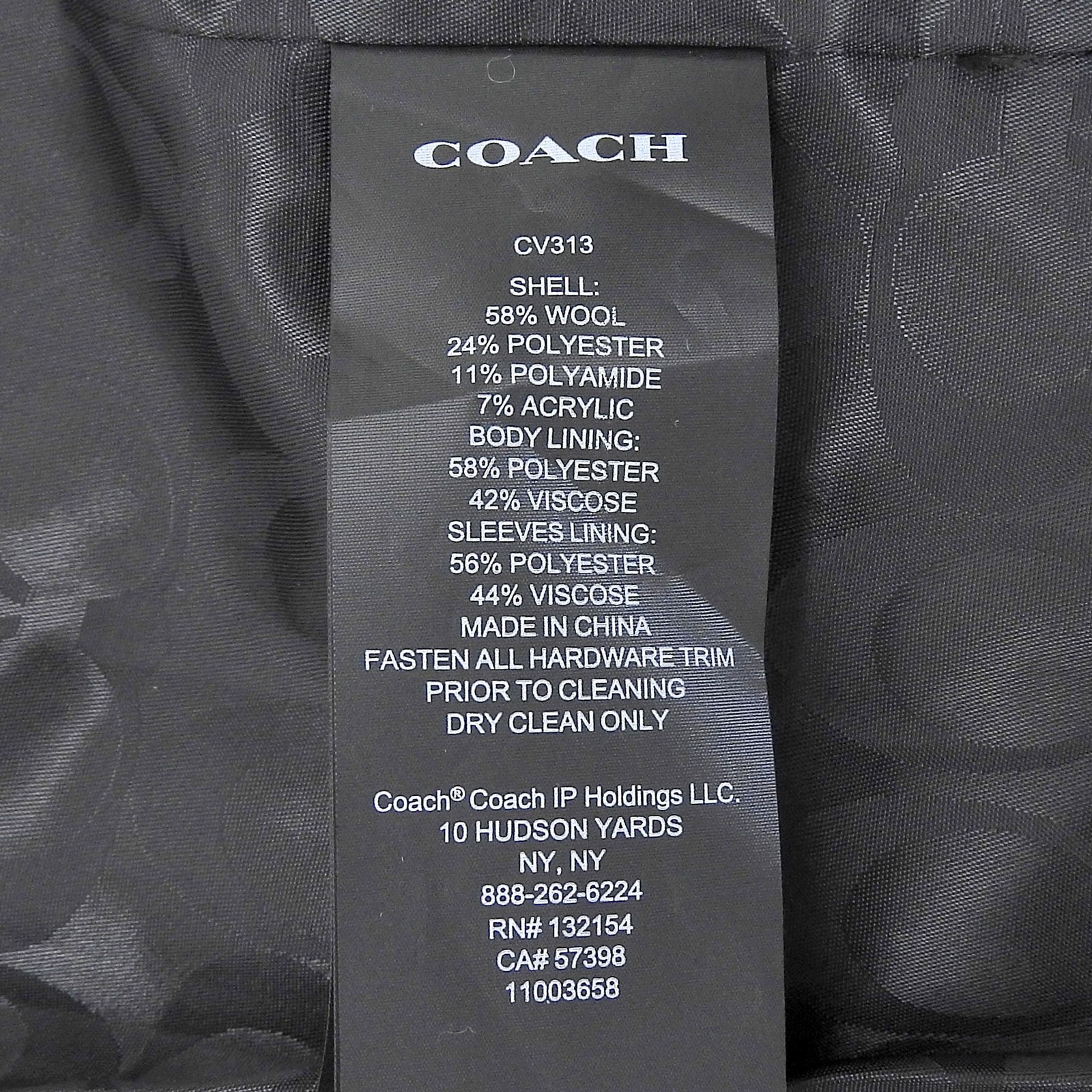 ▲COACH コーチ 裏地シグネチャー ロゴプレート付き オーバーサイズ ジャケット グレー XS ガーメント付き レディース SIROKUMA-CORPORATION_COM