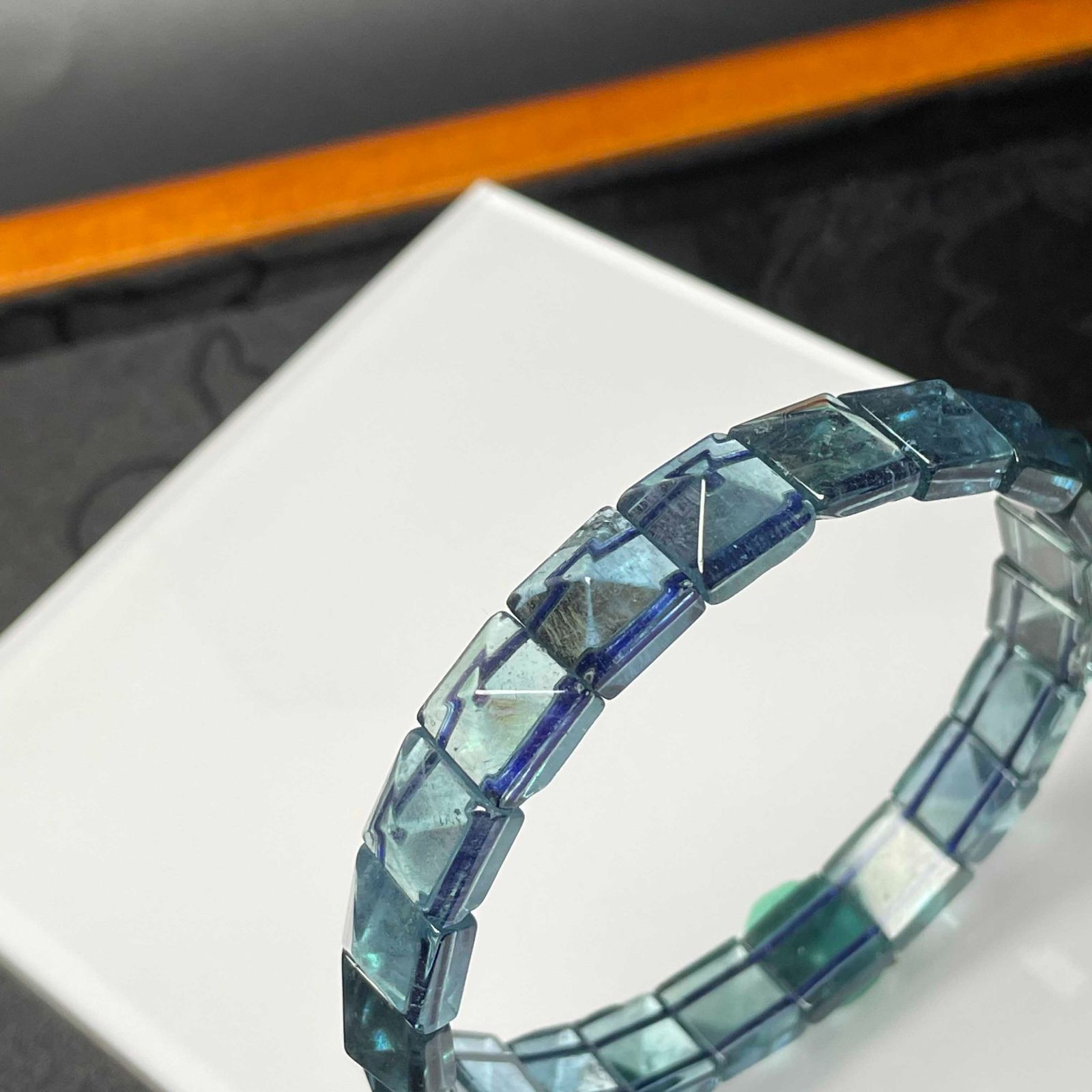 天然水晶☆【ブルーアクアマリン】☆ダイヤモンドカットブ バングル 