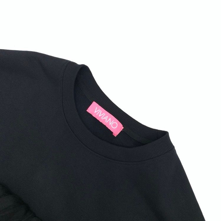 VIVIANO ヴィヴィアーノ　スウェット　黒 VIVIANO / ヴィヴィアーノ】別注Gathered Tulle Trimmed