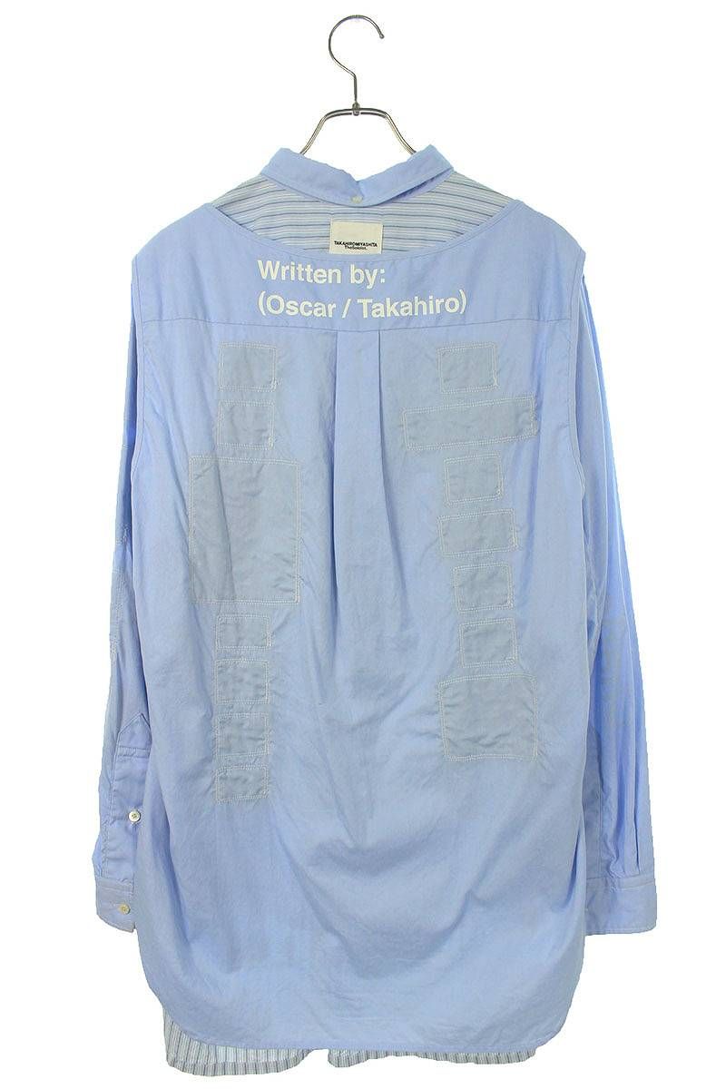 タカヒロミヤシタザソロイスト 19SS sj.0011aSS19 サイズ:46 切替ストライプフォトプリント長袖シャツ 中古 BS99