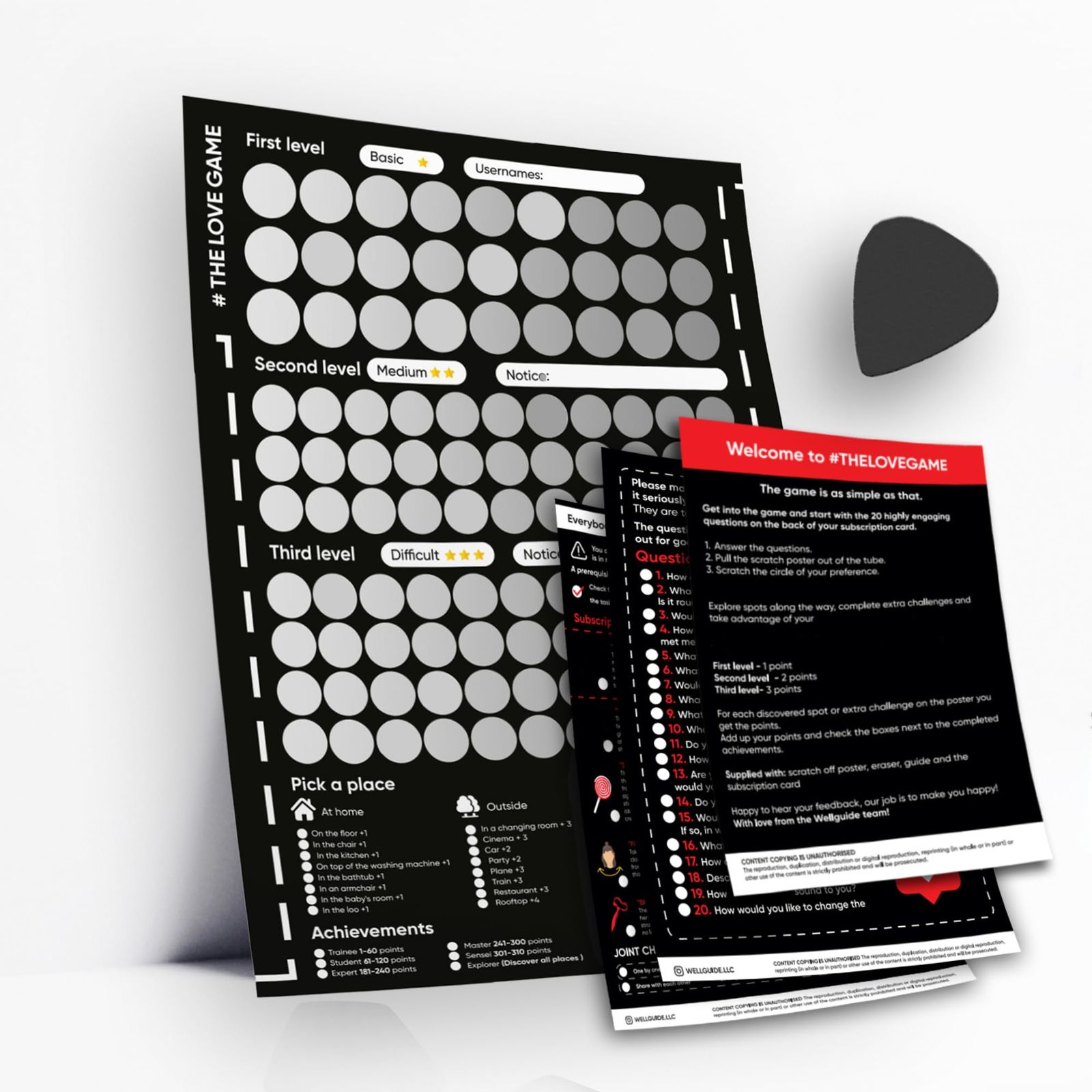 THELOVEGAME WellGuide スクラッチオフポスター 169 デートナイトのアイデアと会話は 寝室の追加と装飾に最適です カップルに最適です