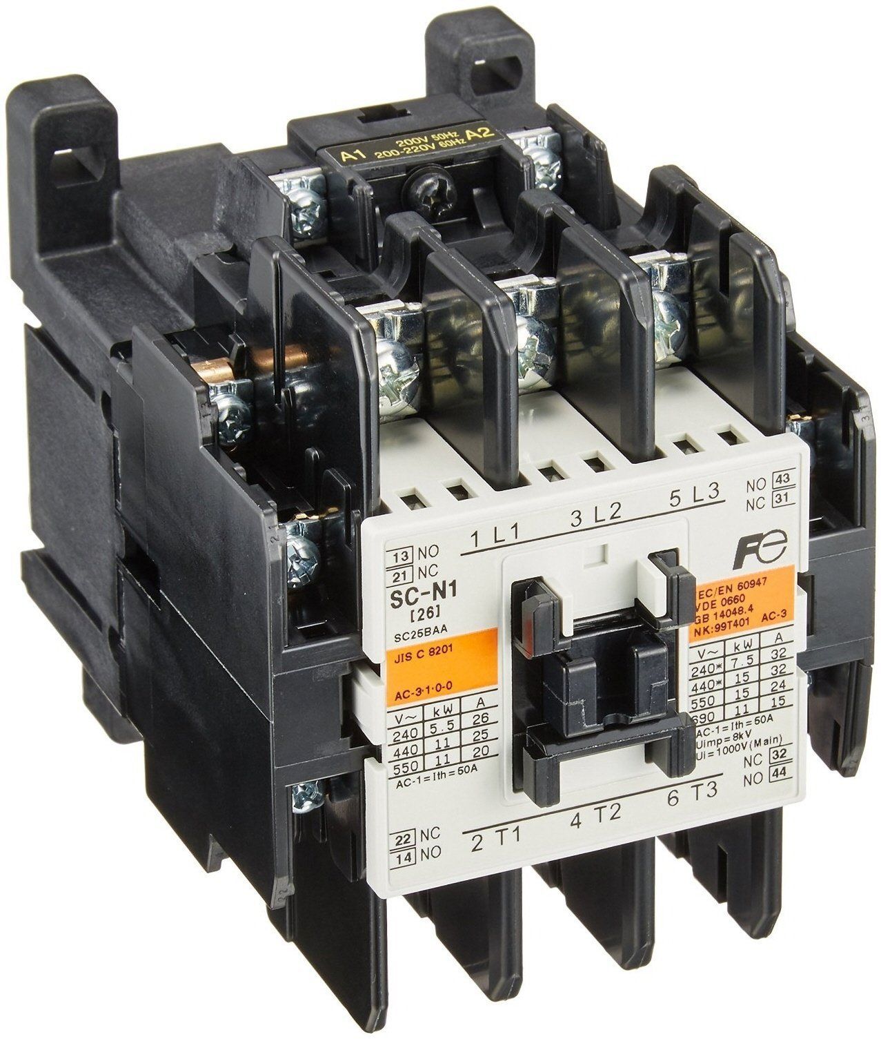 富士電機 SW-N2S 標準形 電磁開閉器 ケースカバーなし 定格使用電流50A