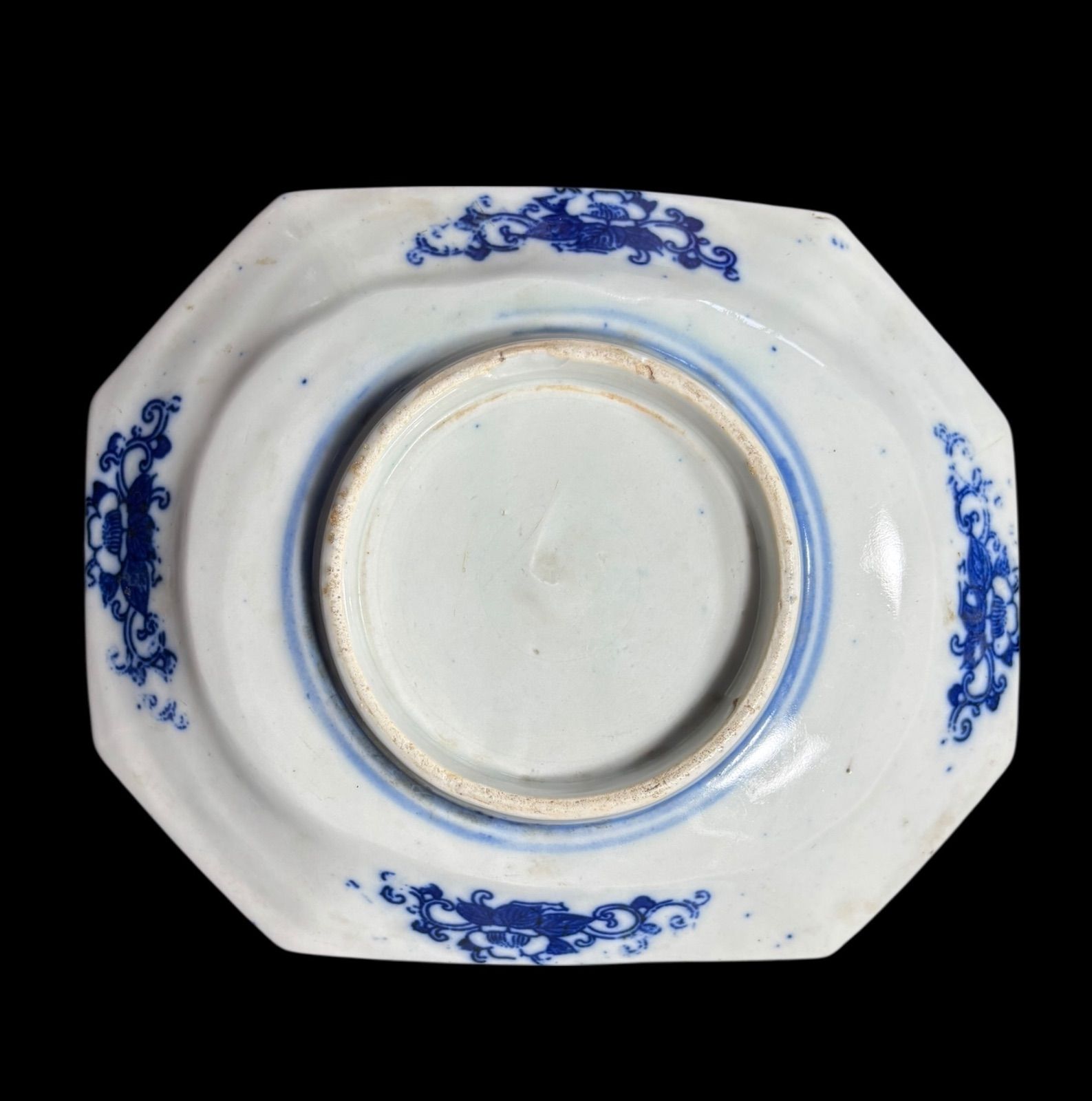 古伊万里 染付 山水舟風景画 太明成化年製文 菱形変形皿 - 生活