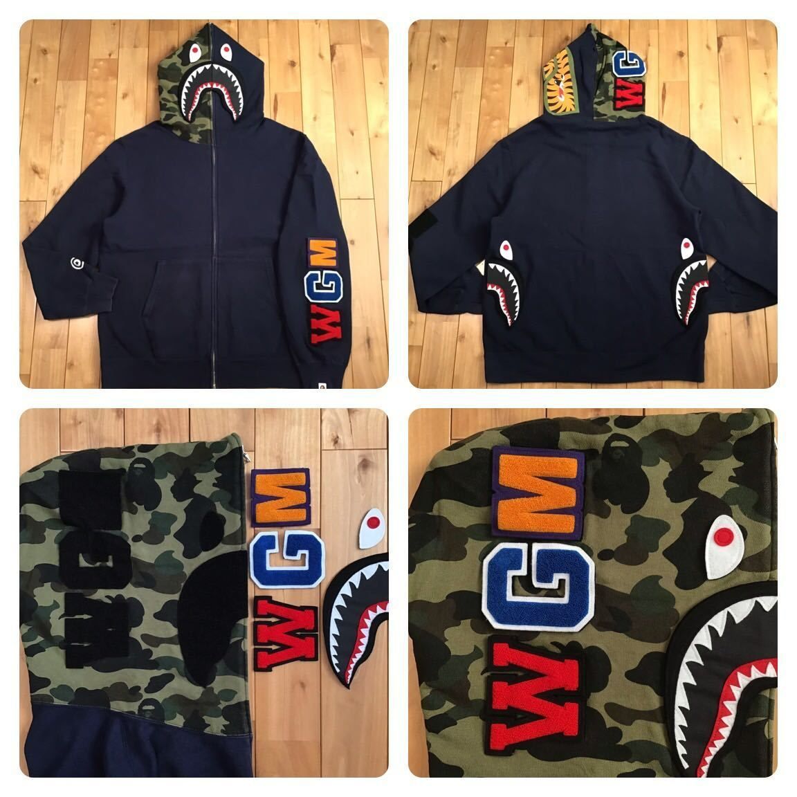 ★3XL★ DETACHABLE シャーク パーカー NAVY shark full zip hoodie a bathing ape BAPE  camo エイプ ベイプ アベイシングエイプ XXXL