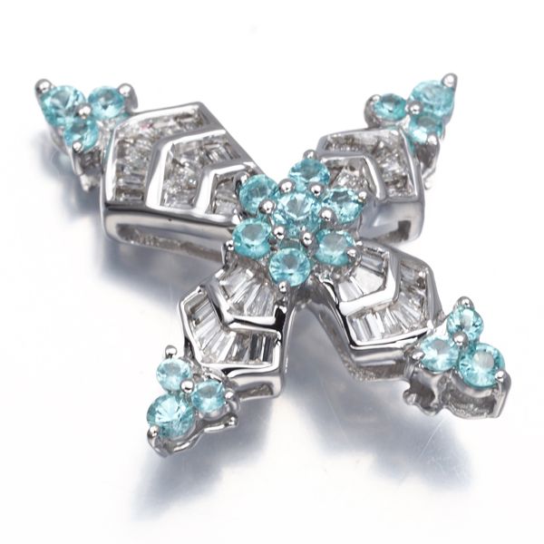 パライバトルマリン ダイヤ ダイヤモンド クロス ペンダントトップ  