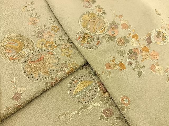 汕頭 蘇州 相良 総刺繍 一つ紋 訪問着 花 ヱ霞 正絹 水色 687