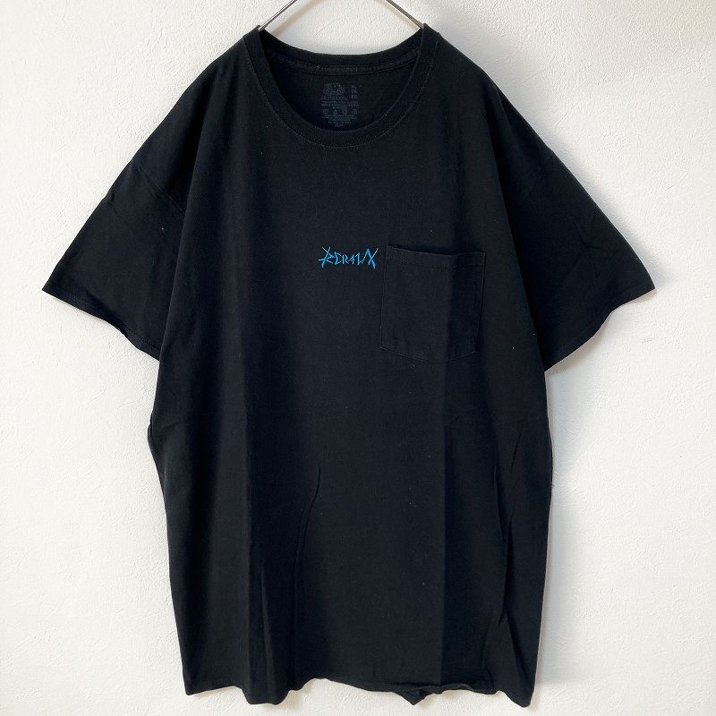 メンズ服ロゴ刺繍半袖TシャツXL 古着屋 ブランド ストリート系 黒