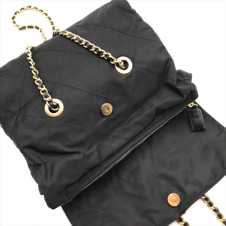 美品✨プラダ チェーンショルダーバッグ 三角ロゴプレート キルティング ナイロン 美品 PRADA プラダ 三角 ロゴ プレート ナイロン テスート
