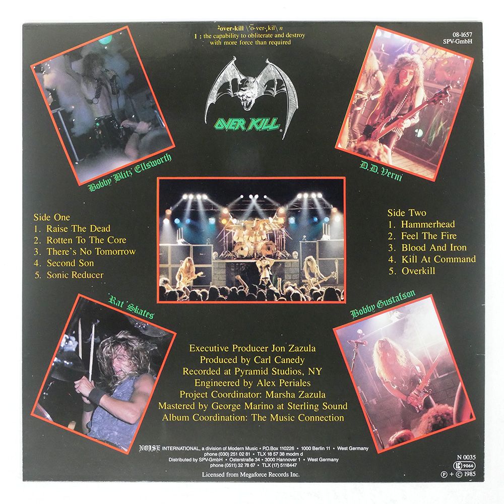 ドイツ盤 OVER KILL|FEEL THE FIRE|NOISE INTERNATIONAL N0035 LP