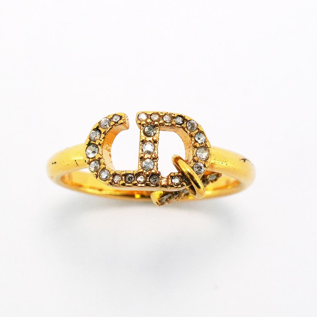 5jeb0278】クリスチャンディオール リング CDロゴ ハートモチーフ GP  