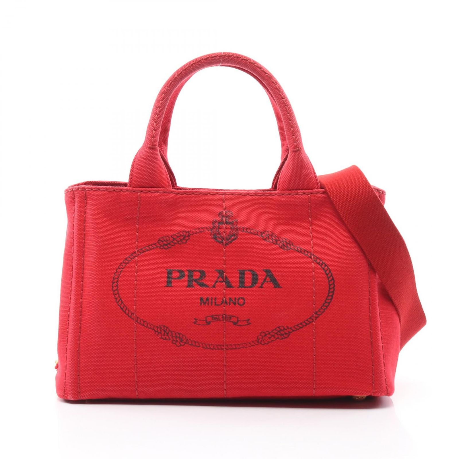 プラダ PRADA トートバッグ CANAPA カナパ 1BG439 レッド キャンバス  