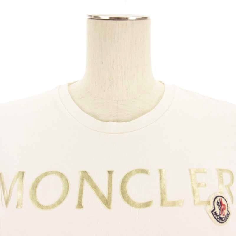  モンクレール MONCLER GIROCOLLO Tシャツ カットソー 半袖 クルーネック ロゴ プリント コットン ホワイト S 半袖(Tシャツ) Tシャツ カットソー