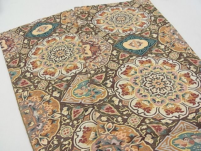 平和屋本店□最高級 明綴れ 全通柄袋帯 正倉院向かい鳥花文 金糸 逸品  