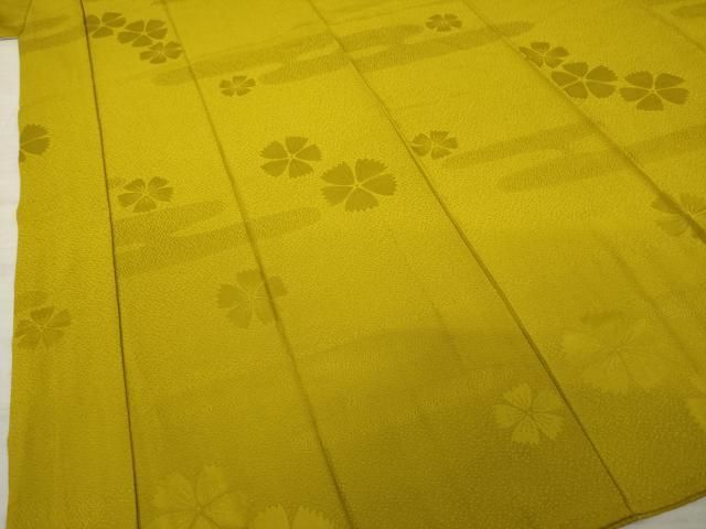 平和屋着物○長襦袢 無双仕立て エ霞舞花地紋 黄金色 やまと誂製 正絹