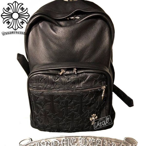 CHROME HEARTS CHROME HEARTS BACKPACK BLACK LEATHER クロムハーツ ブラックレザー バックパック  セメタリークロス リュックサック