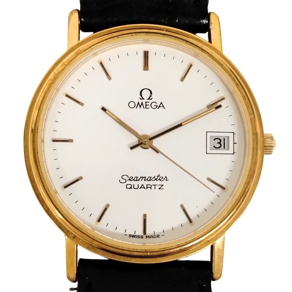 【ジャンク品】OMEGA オメガ シーマスター デイト クォーツ OMEGA オメガ シーマスター デイト クォーツ メンズ 革ベルト