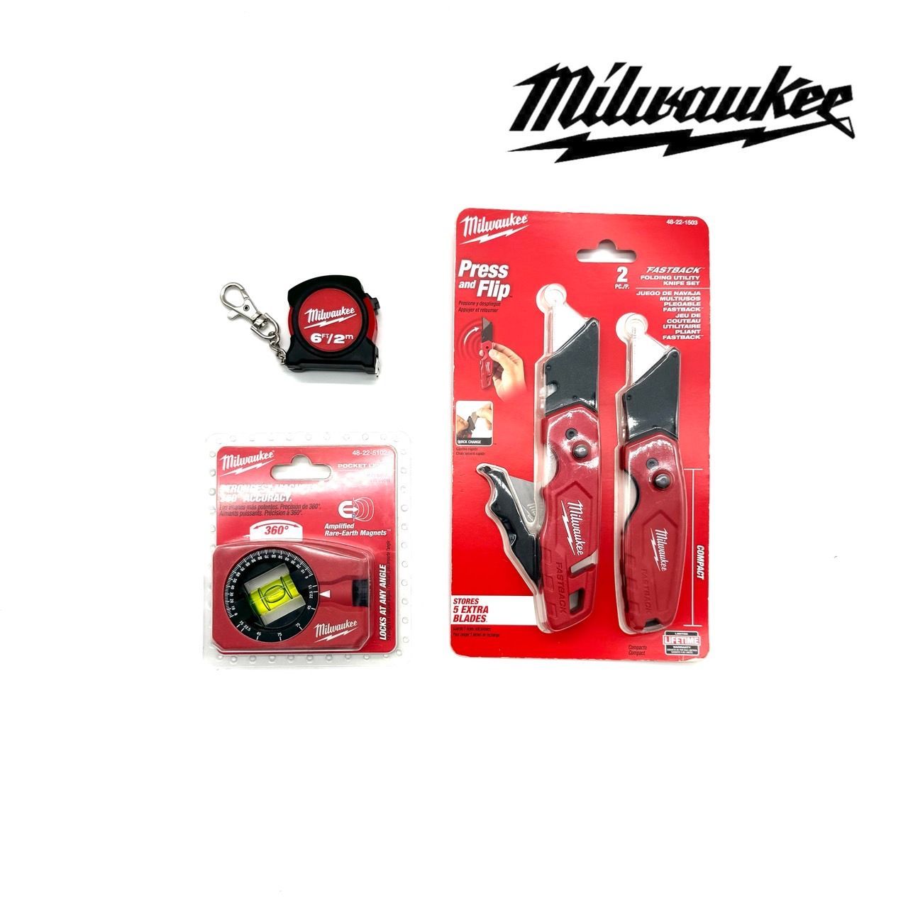お買い得セット!! 日本未発売 Milwaukee ミルウォーキー カッター2個 水平器 MINIスケール 3点セット