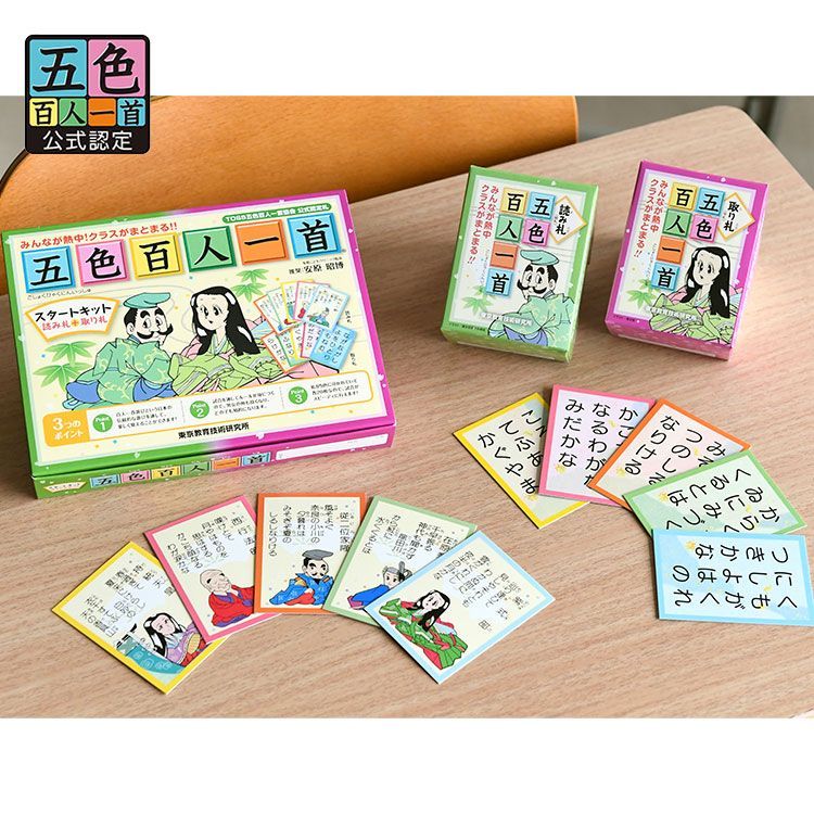 五色百人一首 スタートキット 読み札 取り札 指導の手引書付き