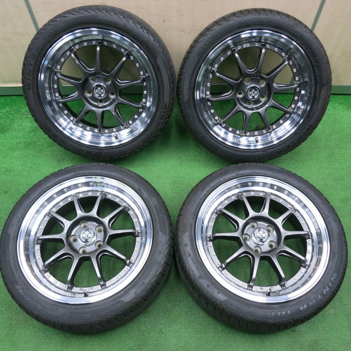 215/45R17 17インチ LEHRMEISTER CS-V6(ホワイト/レッドライン) 7J 
